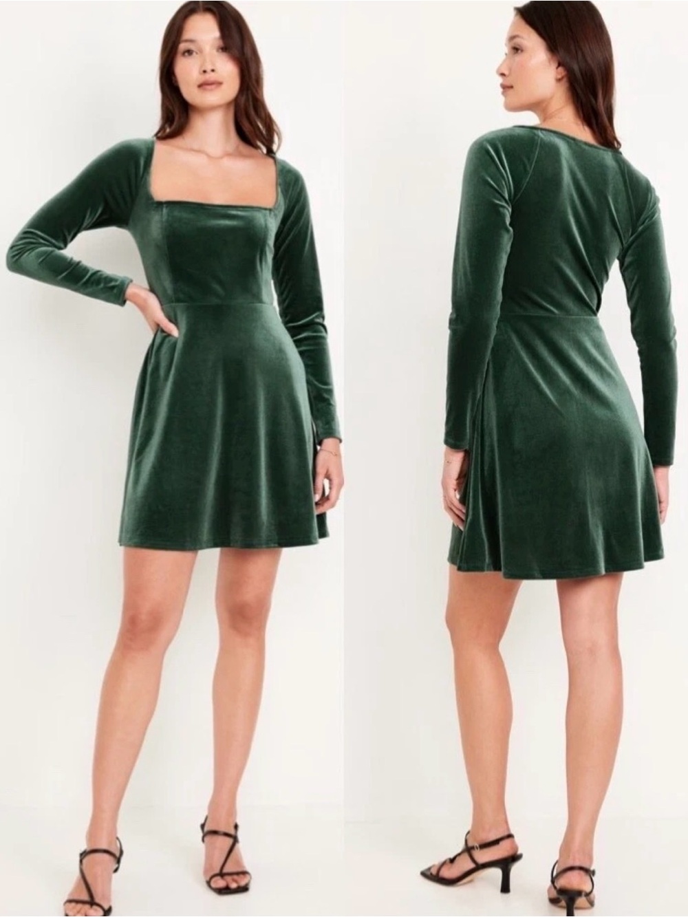 Old Navy Velvet Square-Neck Mini Dress in Deep Green. XXL
